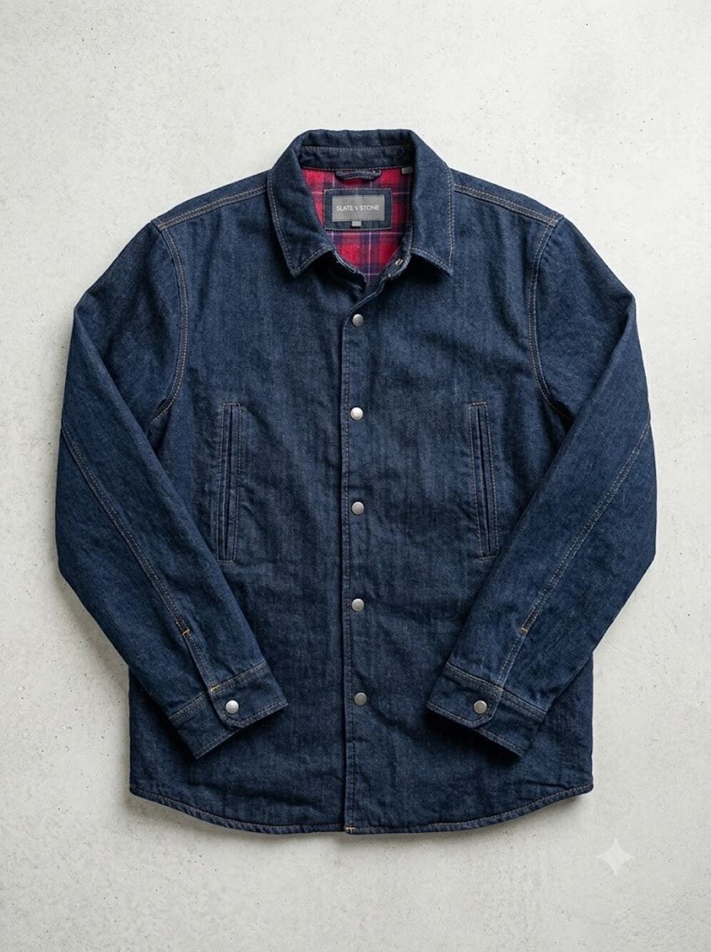Brand New Slate & Stone Mens Denim Shirt Jacket Flannel Lined NWT MSRP $348